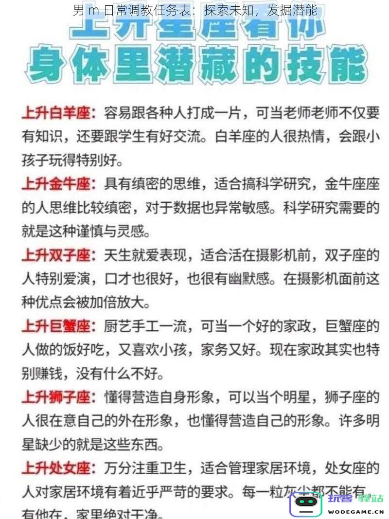 男m日常调教任务清单:揭示隐秘,激发个人潜能的全新探索之旅