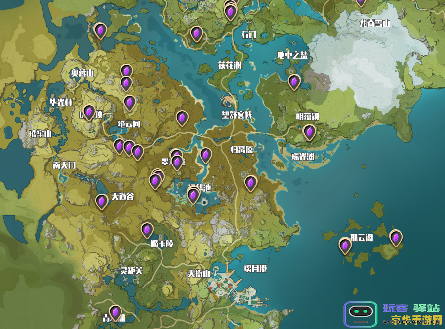 水晶石原神分布图
