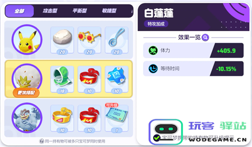 宝可梦大集结中白蓬蓬的最佳持有物选择建议