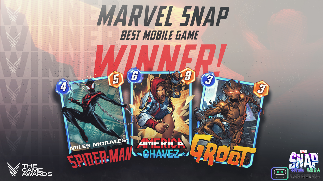 朝夕光年海外发行手游Marvel Snap获得TGA2022年度最佳手游奖：无限可能的视觉盛宴与精彩玩法