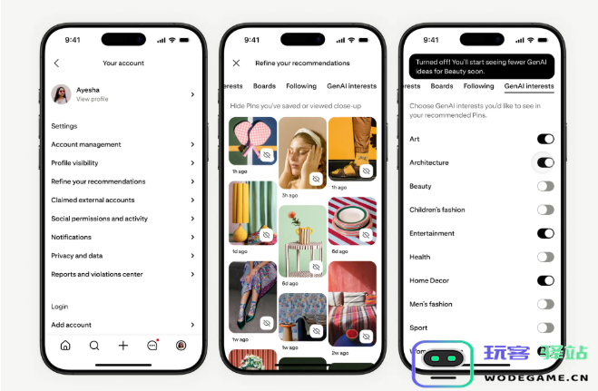 Pinterest发布新的AI内容管理工具，用户能自由设置生成式AI图像的显示数量以减轻视觉干扰
