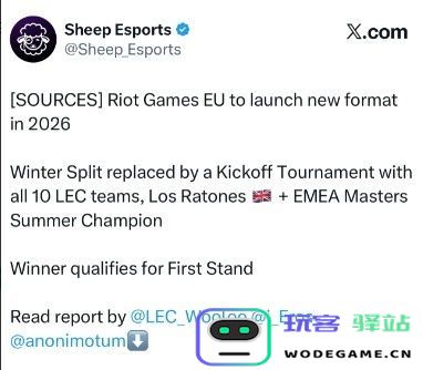 外媒爆料：明年LEC赛制改革 欧洲大师赛冠军晋级LEC 共12支队参赛：电竞界的颠覆性变革到底会带来哪些惊喜？